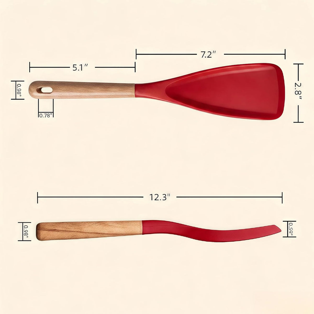 Silicone Cooking Spoon, Heat Resistant 600°F Spoonula for Nonstick Cookware