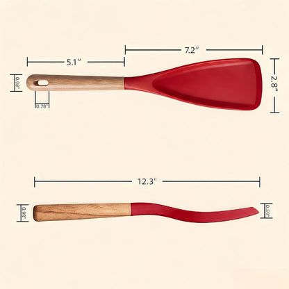 Silicone Cooking Spoon, Heat Resistant 600°F Spoonula for Nonstick Cookware