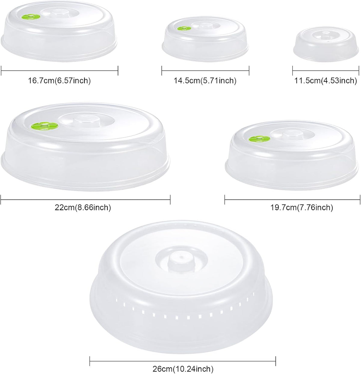 6Pcs Microwave Splatter Cover For Food, 6 Sizes, 10“ - 4.5”