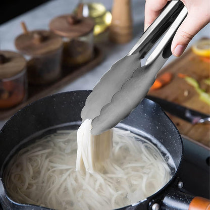 HINMAY Small Silicone Tongs 7-Inch Mini Serving Tongs, Set of 3 (Black Gray White)