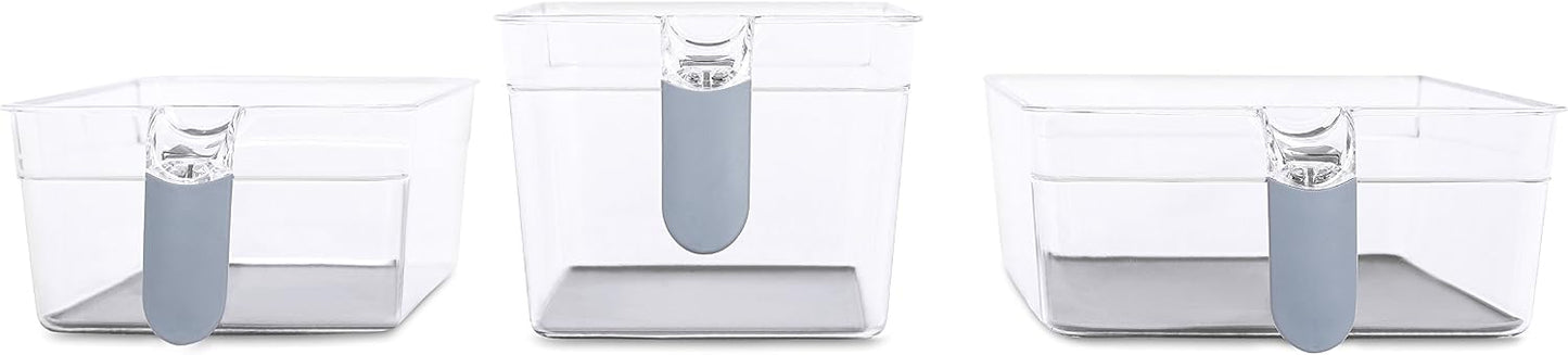 Internet's Best Kitchen Pantry Organizer Bins Set with Handles | 6 Piece Set | Pantry Fridge Freezer Storage Cabinet Containers | Silicone Non Slip Tray Feet | Clear Acrylic Holders