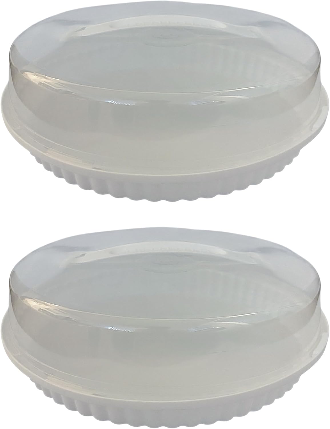 2-Pack Plastic Pie Carriers with Lids – BPA-Free, Clear Dome with White Fluted Base – Fits 10” Pies – Freezer Safe, Slide Lock, Built-in Handle – Pie Storage & Transport Set