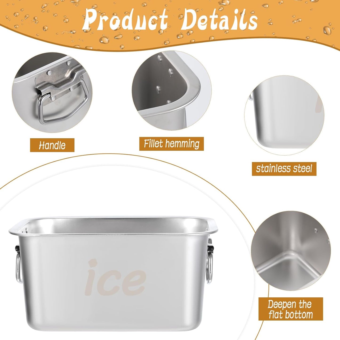 Strainless Steel Beverage Tub Ice Buckets for Parties Metal Beverage Tub Wine Bucket with Scoop Champagne Bucket for Parties Wine Beer Bottle Drinks Dishwasher Safe