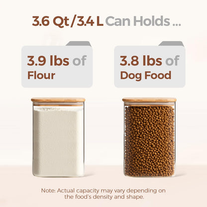 ComSaf Glass Storage Jars with Bamboo Lids 4.6 Qt 2 Pack Large Wide Mouth | Pantry organization, Flour Sugar Coffee Beans, Pasta Cereal Dry Food, 1.2 Gallon, Cabinet Organization, Dry Food Storage