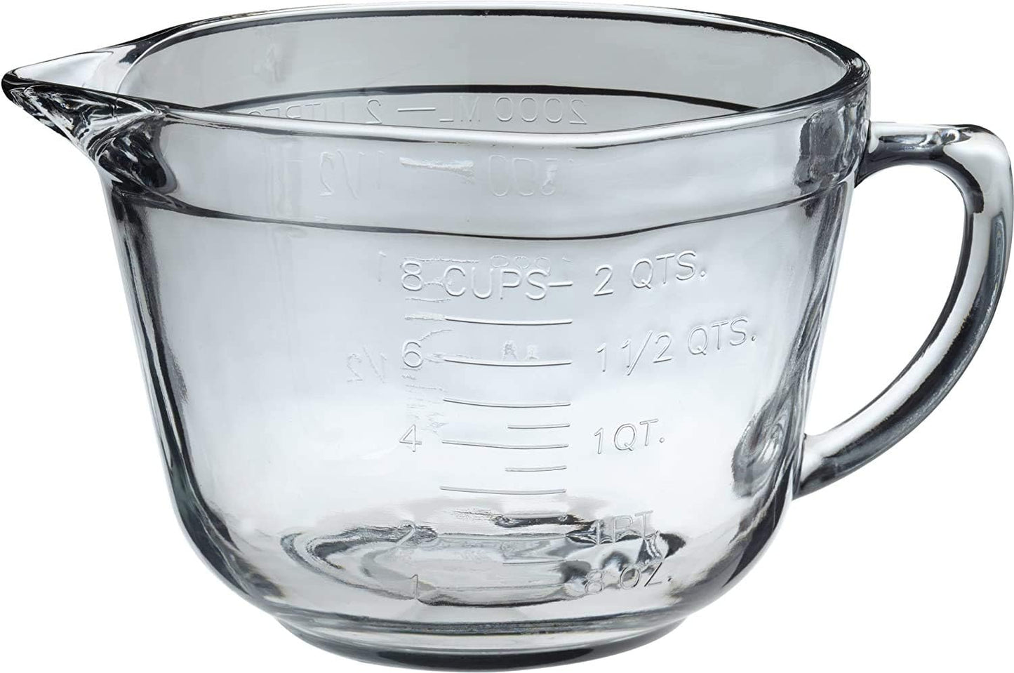 Anchor Hocking Batter Bowl, 2 Quart Glass Mixing Bowl with Red Lid