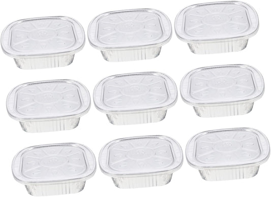 10Sets Aluminum Foil Food Storage Boxes with Lids Versatile Grill Tray Air Fryer Baking Pans for Bbq Meal Prep and Catering Events Stackable Design