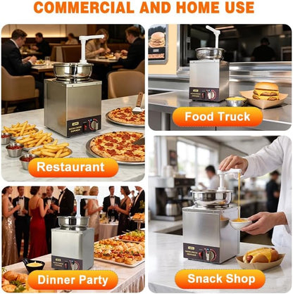 VONCI Nacho Cheese Dispenser, 2.8 Qt（2.5L） Nacho Cheese Warmer with Plastic Pump, Hot Fudge Dispenser with 6-Level Temperature Adjustment, Commercial Cheese Dispenser for Hot Fudge Cheese Caramel