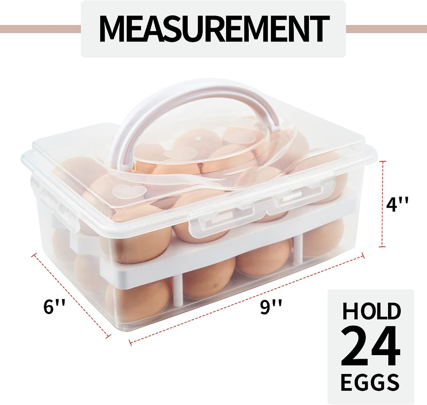 2 Tiers Egg Container Deviled Egg Carrier Eggs Holder with Handle Fridge Freezer Storage by DELIFUR (Green)