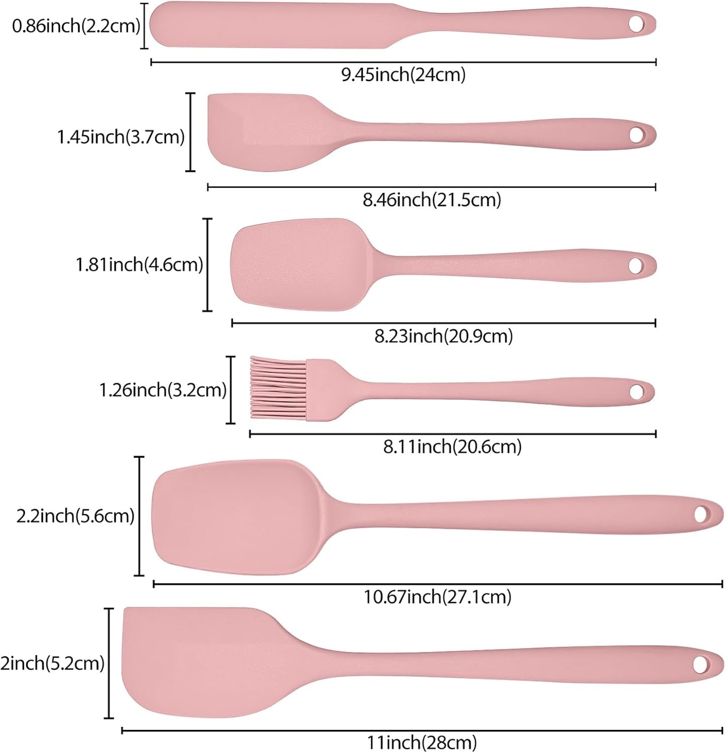 6 Pieces Silicone Spatula Set, Rubber Spatulas Silicone Heat Resistant Spatula Set for Kitchen Use, Food Grade Rubber Spatula with Ergonomic Grip, Cooking, BPA Free Dishwasher Safe(black)