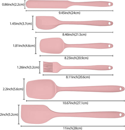 6 Pieces Silicone Spatula Set, Rubber Spatulas Silicone Heat Resistant Spatula Set for Kitchen Use, Food Grade Rubber Spatula with Ergonomic Grip, Cooking, BPA Free Dishwasher Safe(black)