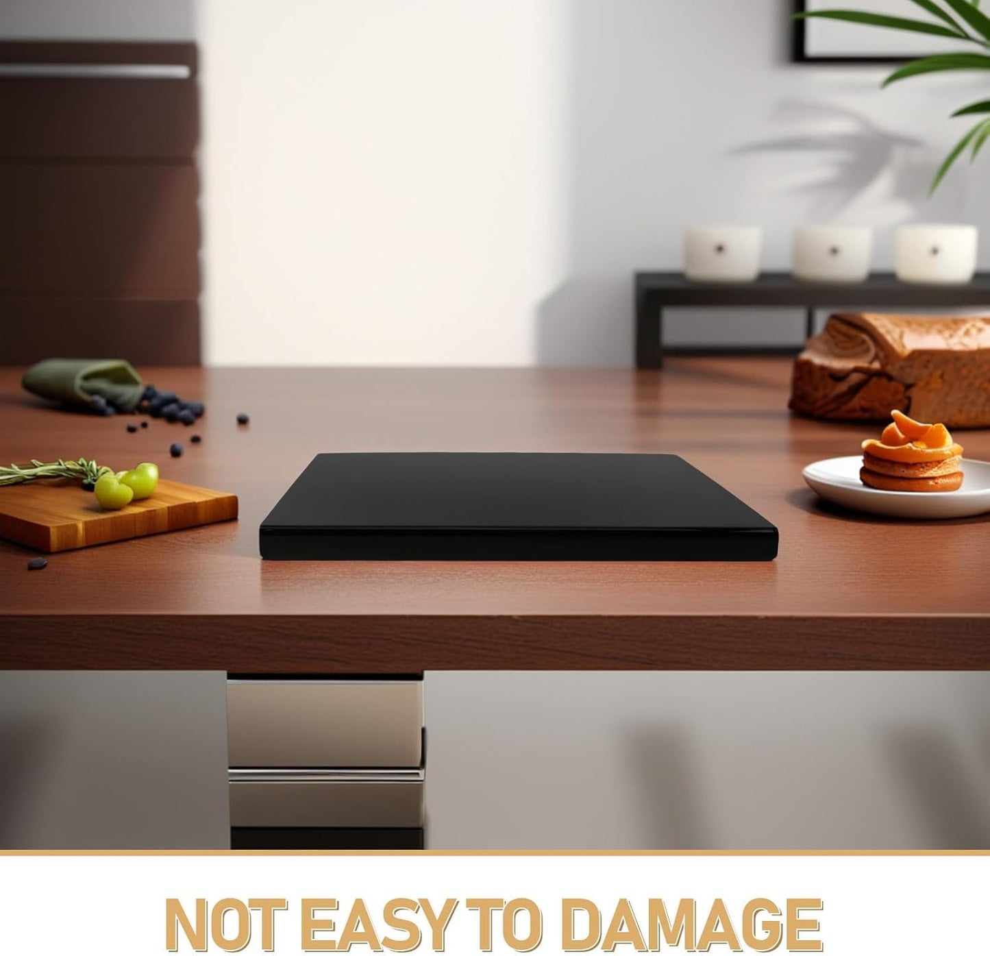 Non-slip Black Acrylic Cutting Board 42.5x32.5cm 3mm Thick Kitchen Chopping Mat for Fruits Vegetables and Meat Countertop Use