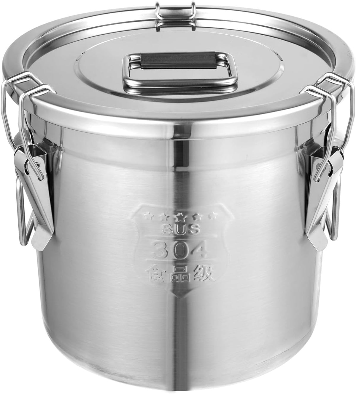 DYNAMI 12.7Gal 304 Stainless Steel Rice Storage Container,Extra Large Food Grade Canister,40-90Lbs Sealed Rice Bucket with Airtight Lid and Locking Buckle,for Rice, Flour, Grain (48L)