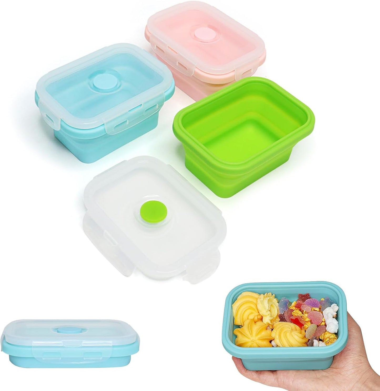Alimat PluS 40.5oz Silicone Collapsible Food Storage Containers with Lids, 3 Pack Set 1200ml Folding Large Meal Prep Lunch Containers, Microwave, Freezer and Dishwasher Safe