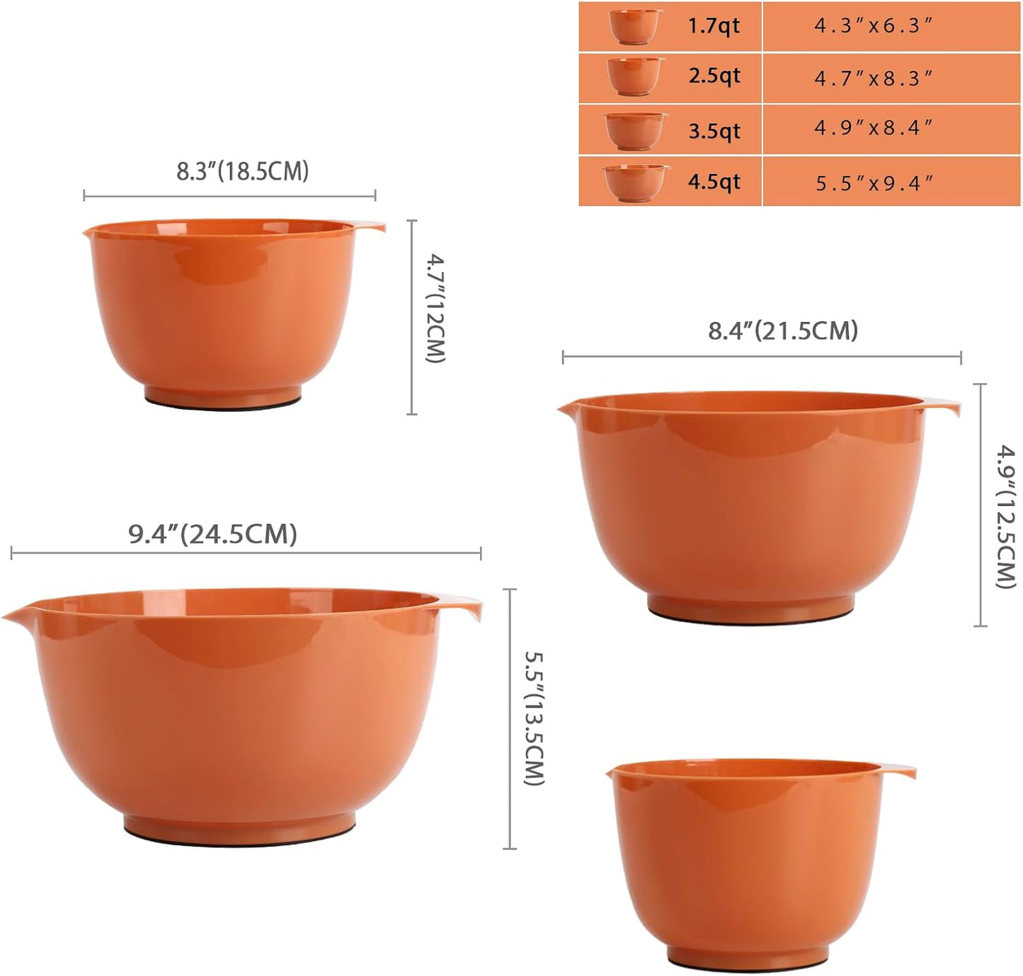 BoxedHome 4.5 Quart Large Plastic Mixing Bowls, Microwave Safe Mixing Bowl Set with Pour Spout, Nesting Bowls for Space Saving Storage(Violet Blue)