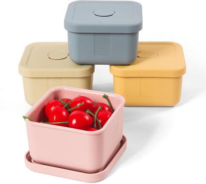3 PCS Silicone Food Storage Containers with Lids，BPA Free Reusable Silicone Storage Containers for Food Freezer Containers Freezer Dishwasher Safe（24oz,10oz,4oz）