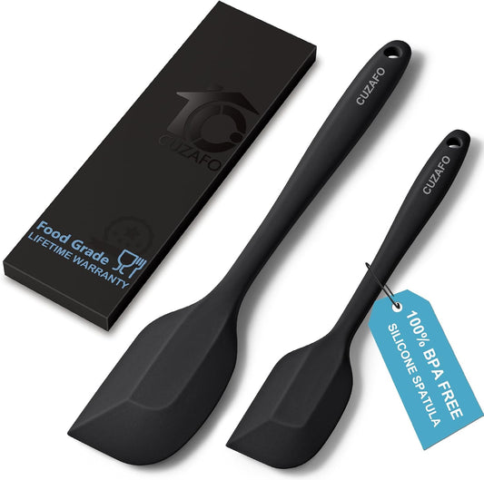 Heat Resistant 600℉ Silicone Spatula, Turner Mixing Spatulas set BPA Free Dishwasher Safe for Nonstick Cookware, Grey