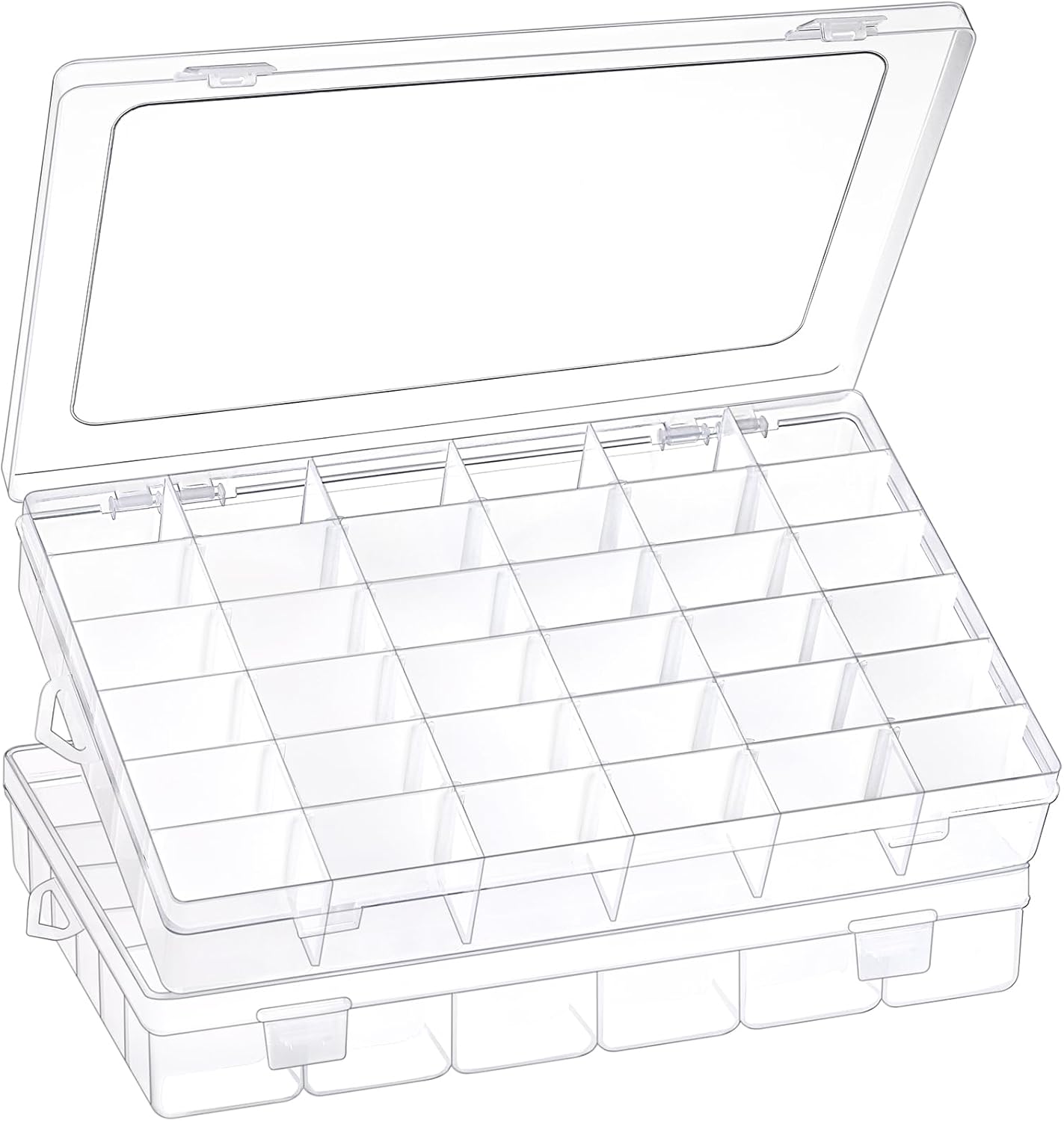1 Pack 36 Grids Clear Plastic Organizer Box with Adjustable Dividers, Small Craft Organizers and Storage, Compartment Container for Bead, Nail, Jewelry, Art, DIY Crafts, Fishing Tackle, Small Items