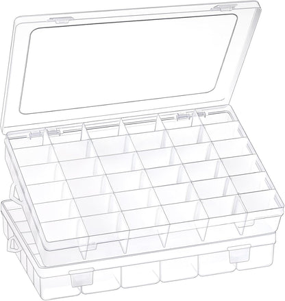 1 Pack 36 Grids Clear Plastic Organizer Box with Adjustable Dividers, Small Craft Organizers and Storage, Compartment Container for Bead, Nail, Jewelry, Art, DIY Crafts, Fishing Tackle, Small Items