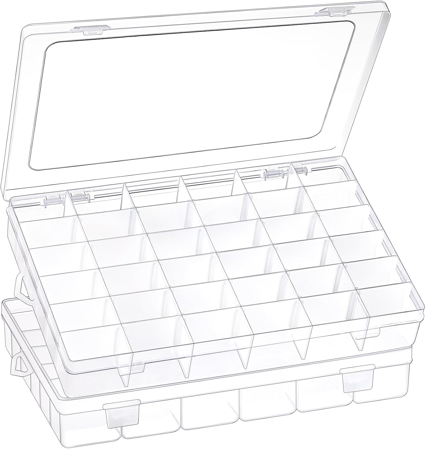 1 Pack 36 Grids Clear Plastic Organizer Box with Adjustable Dividers, Small Craft Organizers and Storage, Compartment Container for Bead, Nail, Jewelry, Art, DIY Crafts, Fishing Tackle, Small Items