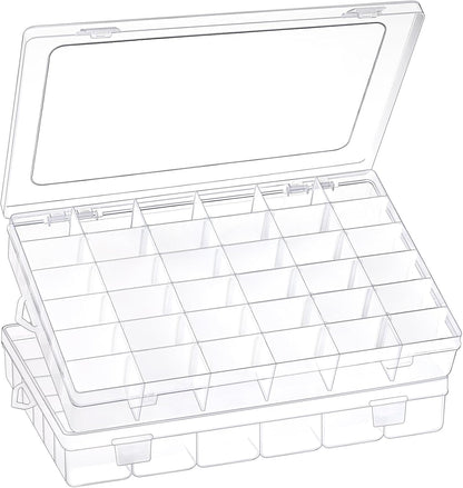 1 Pack 36 Grids Clear Plastic Organizer Box with Adjustable Dividers, Small Craft Organizers and Storage, Compartment Container for Bead, Nail, Jewelry, Art, DIY Crafts, Fishing Tackle, Small Items