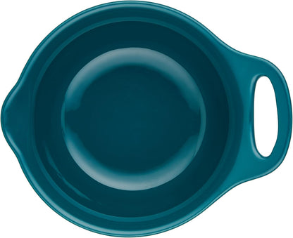 Rachael Ray Ceramics Nesting Mixing Bowl Set with Pour Spout, 1 Quart and 2 Quart, Teal