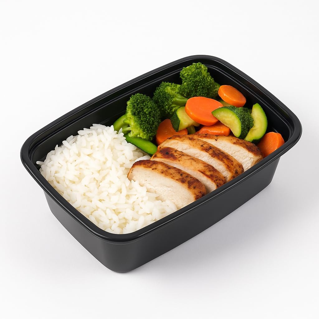 10-Piece Meal Prep Food Storage Containers with Lids – Reusable Plastic Lunch Boxes for Portion Control, Freezer and Microwave Safe, Stackable and Dishwasher Friendly