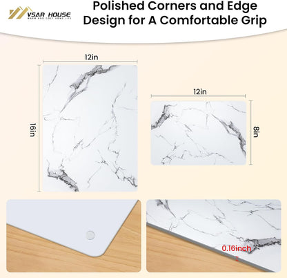 Tempered Glass Cutting Boards for Kitchen, Set of 2 Gold Glass Chopping Boards, 16"x12" & 12"x8" Cutting Boards With NonSlip Feet, Scratch Resistant, Heat Resistant, Easy to Clean