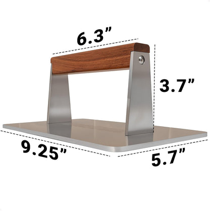 Bacon Press, Stainless Steel Flat Bottom, 9.25 x 5.7 in, 3.2 lb
