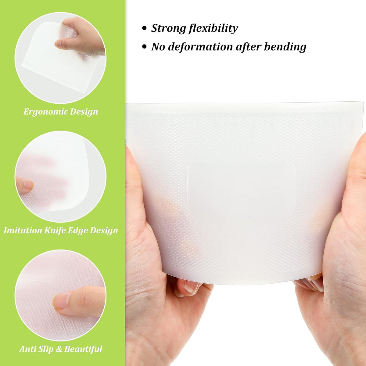 Queekay 4 Pcs Plastic Dough Scraper, Flexible Bowl Bench Scraper