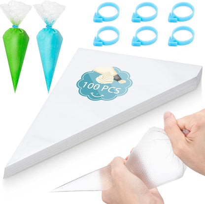 100pcs Thick Disposable Icing Piping Bags, Professional Pastry Bags 12inch, Heavy Duty Anti Burst Cake Tipless Piping Bags for Chocolate Royal Cupcake Cream Frosting Cookie Decorating Baking Supplies