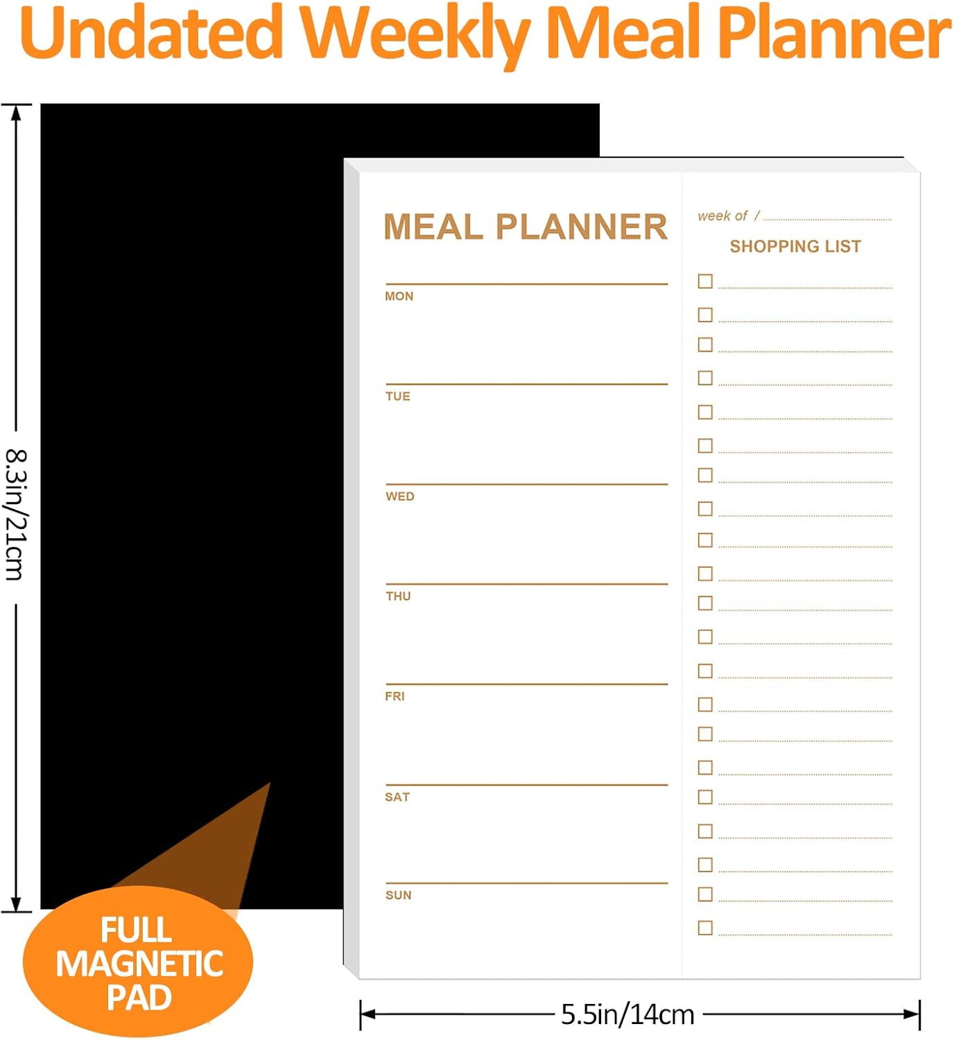 Weekly Meal Planner Magnetic, 2 Pack Undated Tear-off Sheets Meal Planning Notepad, Magnetic Meal Planner for Refrigerator, Grocery List