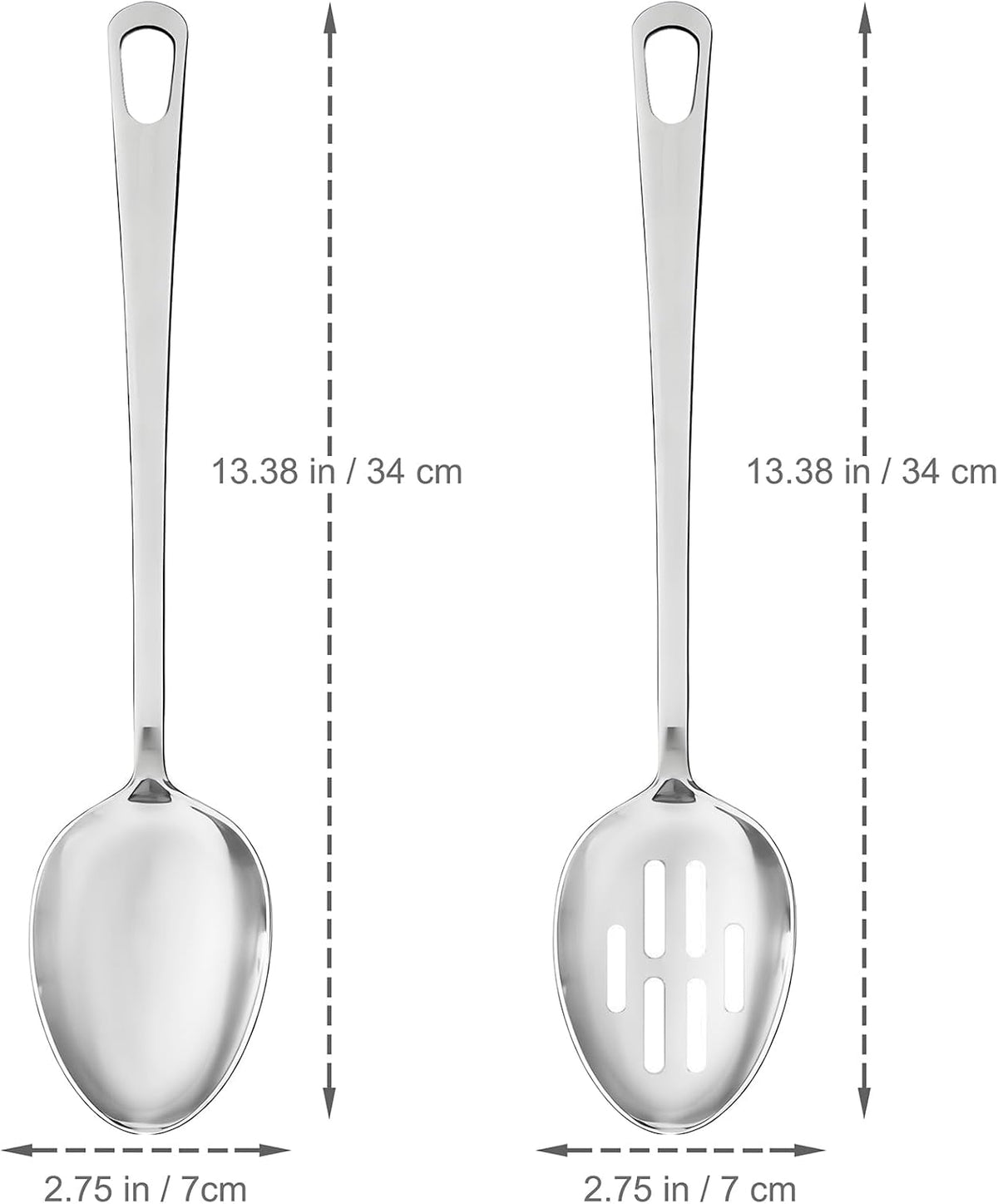 Abodpove Stainless Steel Cooking Spoons Set - Serving Spoons For Cooking, Large Cooking Serving Spoon & Slotted Spoon, Easy to Clean Kitchen Spoons Set, Dishwasher Safe