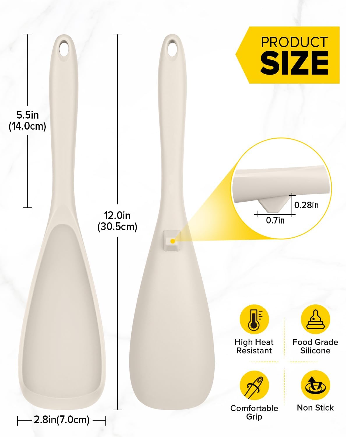 Pack of 2 Cooking Spoons for Non Stick Cookware, Multifunction Spatula Spoon BPA-Free, One-Piece Design, Suitable for Scooping, Scraping, Serving and Mixing(BLACK-GRAY)