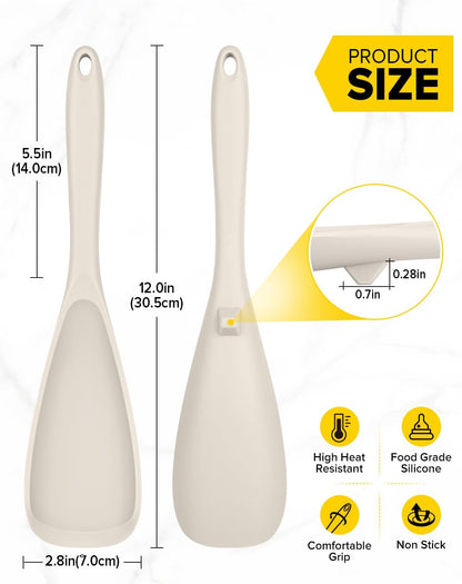 Pack of 2 Cooking Spoons for Non Stick Cookware, Multifunction Spatula Spoon BPA-Free, One-Piece Design, Suitable for Scooping, Scraping, Serving and Mixing(BLACK-GRAY)