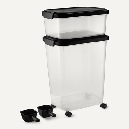 Amazon Basics Pet Food Storage Container with Rolling Wheels, BPA-Free, Detachable Scoop, 50lbs Capacity
