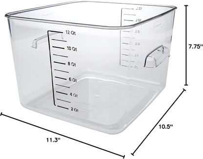 Rubbermaid Commercial Products Space Saving Square Food Storage Container 6 Quart Clear for Kitchen/Sous Vide/Meal Prep