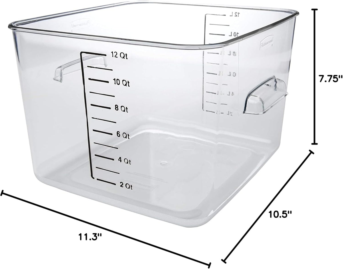 Rubbermaid Commercial Products Space Saving Square Food Storage Container 6 Quart Clear for Kitchen/Sous Vide/Meal Prep