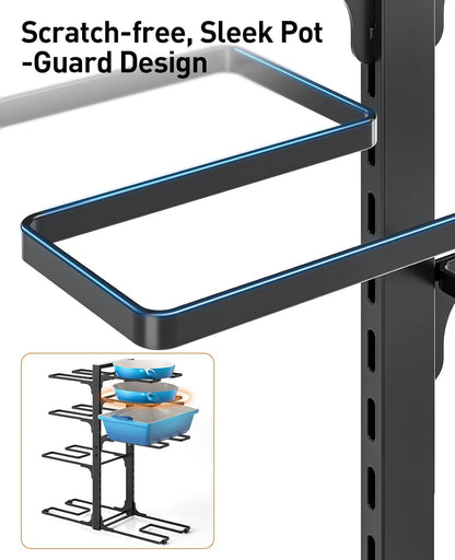 ORDORA Pots and Pans Organizer Under Cabinet 16.6", 8-Tier Adjustable Rack