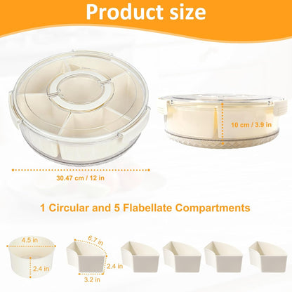 Snackle Box Taco Bar Serving Set for a Party - Divided Lazy Susan Serving Tray - Taco Tuesday Kit - Chip and Dip Serving Set for Party - PET Rotating Appetizer Serving Tray (12"x3.9")