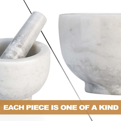 Koville Luxury Marble Mortar and Pestle Set, 7"-4cups Grinder Bowl for Guacamole, Salsa, Pill Crusher, Spice, Herb, Garlic, Nut, Heavy Duty Grinder for Kitchen