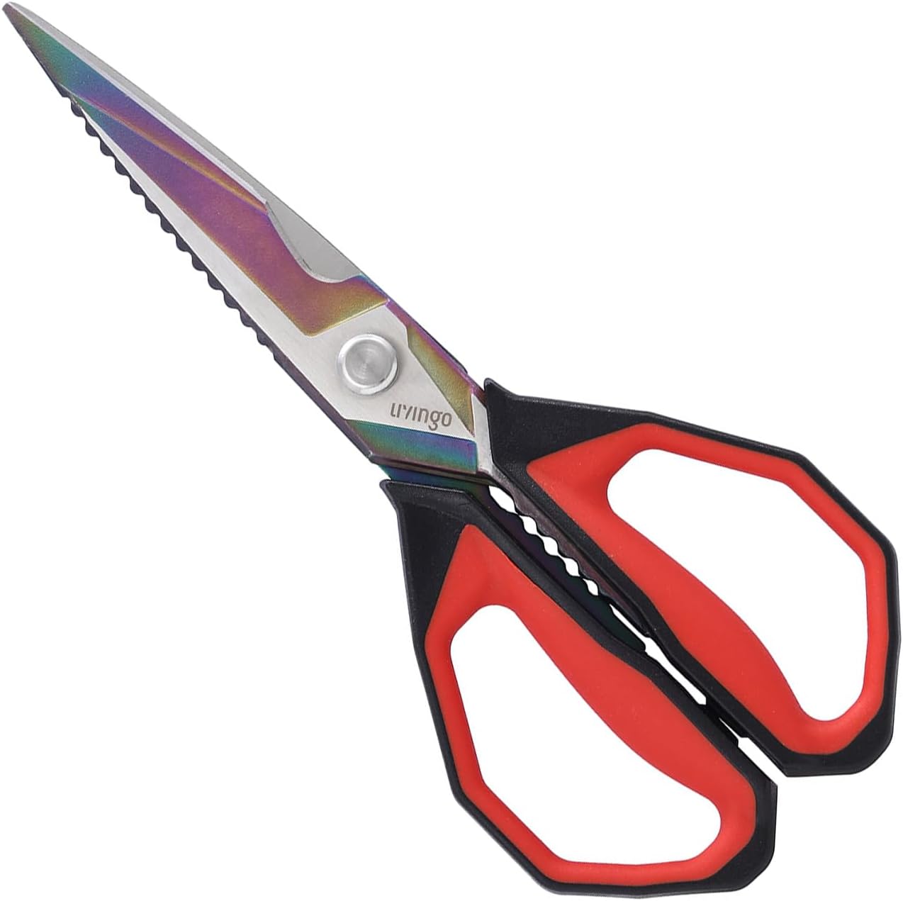 LIVINGO Heavy Duty Kitchen Shears - Titanium Coated Hot Forged Sharp Multipurpose Stainless Steel Utility Shears for Household Culinary Food Cutting Chicken Meat Cooking, Dishwasher Safe, 9.5 Inch