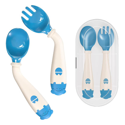 Deejoy Toddler Utensils - Stainless Steel Spoons and Forks, Kids Silverware Self Feeding Flatware Set with Travel Safe Case (Green)