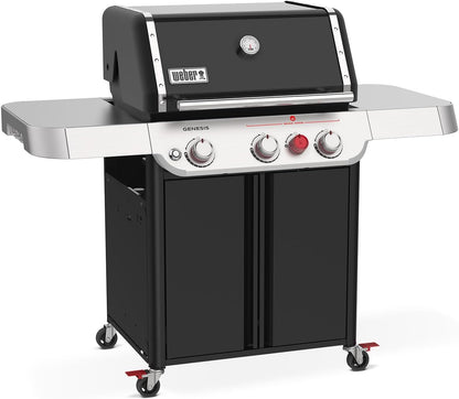 Weber Genesis E-325 Liquid Propane Gas Grill for Outdoor Cooking, 3 Burners, Black – Porcelain-Enameled, Cast-Iron Grates, PureBlu Burners & Sear Zone