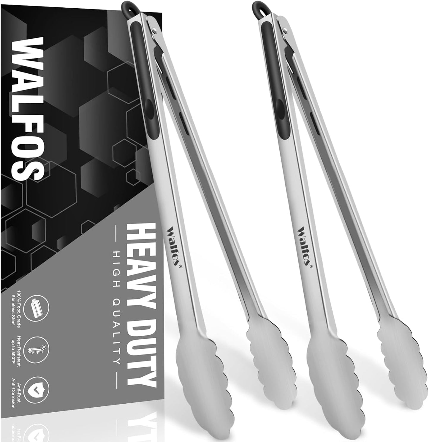 WALFOS Tweezer Tongs for Cooking, Kitchen Tweezers Stainless Steel Pasta Tweezers Tongs for Cooking, Roasting, Grabbing Small Objects, Dessert, BBQ, Spaghetti 3 Pcs (8+10+12-Inch)