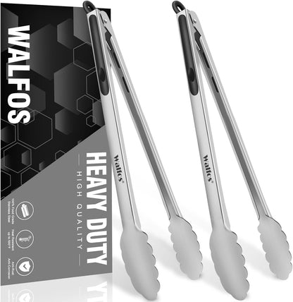 WALFOS Tweezer Tongs for Cooking, Kitchen Tweezers Stainless Steel Pasta Tweezers Tongs for Cooking, Roasting, Grabbing Small Objects, Dessert, BBQ, Spaghetti 3 Pcs (8+10+12-Inch)