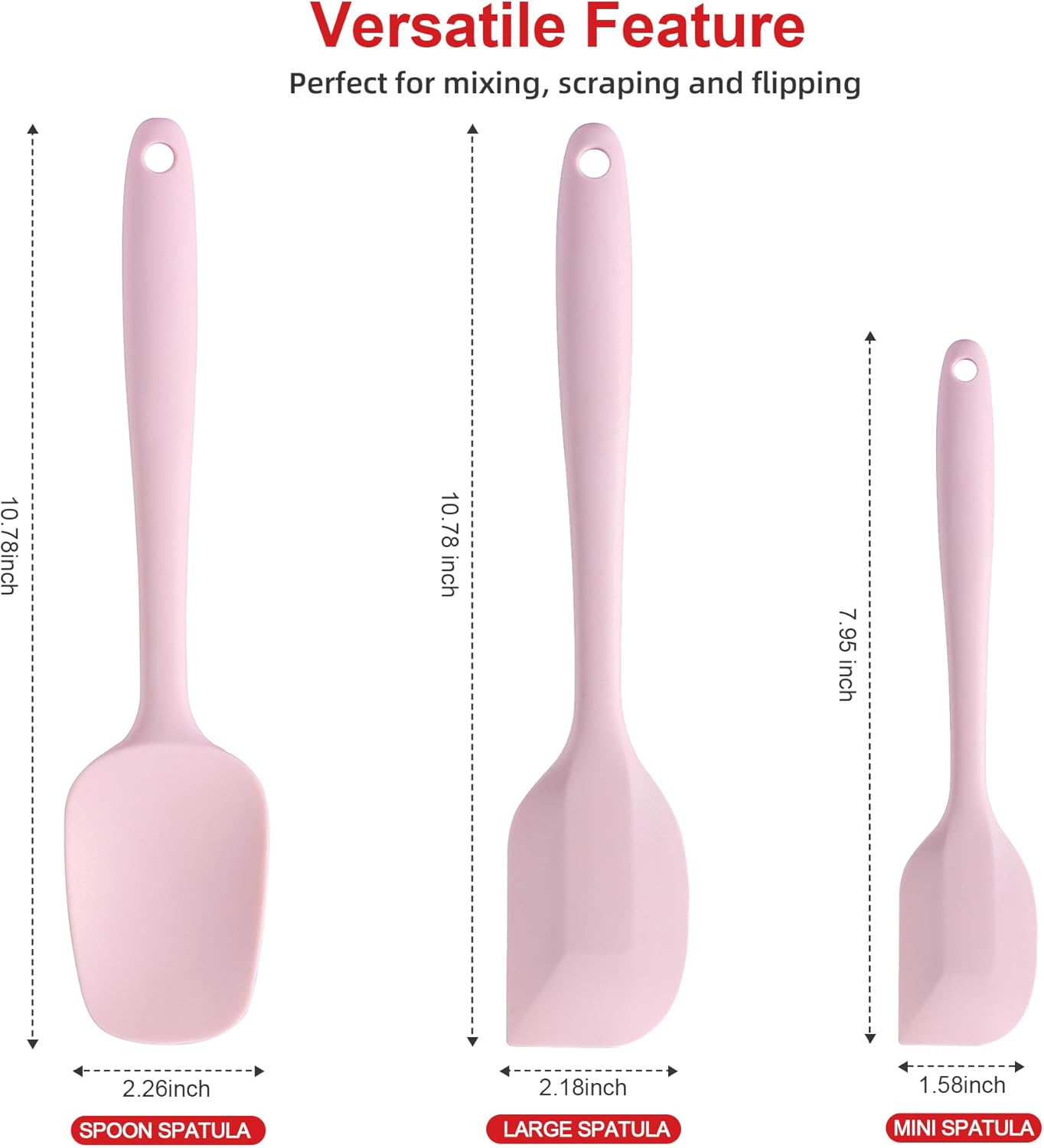 Silicone Spatula Set - Rubber Spatula - 600°F Heat Resistant Baking Spoon & Spatulas(Dark Grey)