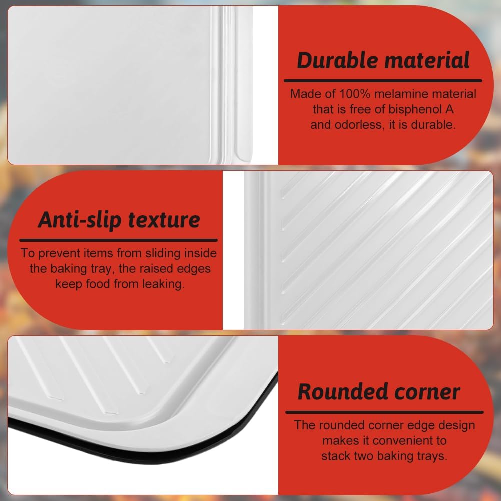 2Pack Grilling Prep and Serve Trays,Melamine Serving Tray for Food,Grilling Prep Trays BBQ Platters for Cooked and Ra-w Meat, Outdoor, Party,Marinating Meats