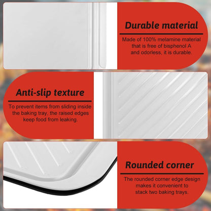 2Pack Grilling Prep and Serve Trays,Melamine Serving Tray for Food,Grilling Prep Trays BBQ Platters for Cooked and Ra-w Meat, Outdoor, Party,Marinating Meats
