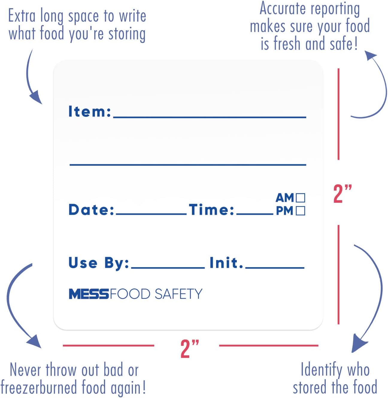 MESS Dissolvable Food Labels, 1x2, 200/Roll - Dissolves in 30 Seconds or Less - Removable Pantry, Meal Prep & Food Storage Labels – Canning & Freezer Use