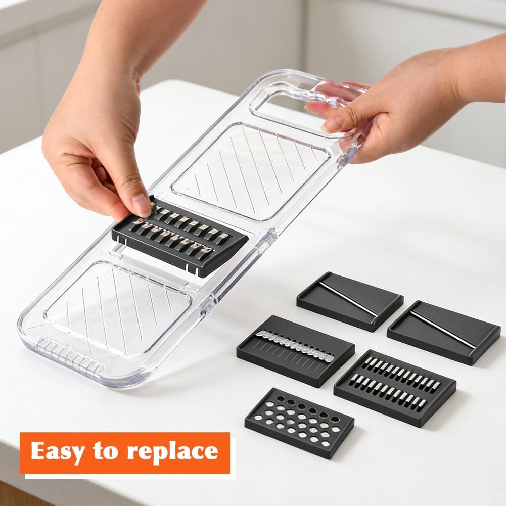 Mandoline Slicer for Kitchen,6-in-1 Adjustable Mandolin Blade with Safe Hand Guard,Stainless Steel Mandoline Food Slicer, for Kitchen,Potato,Tomato,Carrot,Vegetable,Fruit Cutter